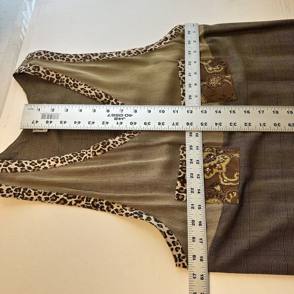Faith By Celia Forrester Womens Brown Leopard Print  Jacket & Dress Set XS Vtg - Picture 3 of 13